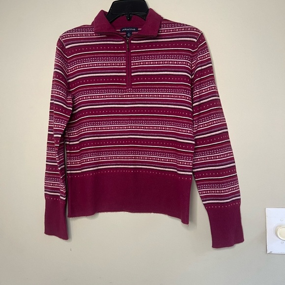 Lands End 100% Cashmere Fair Isle Quarter Zip Sweater - Picture 2 of 11